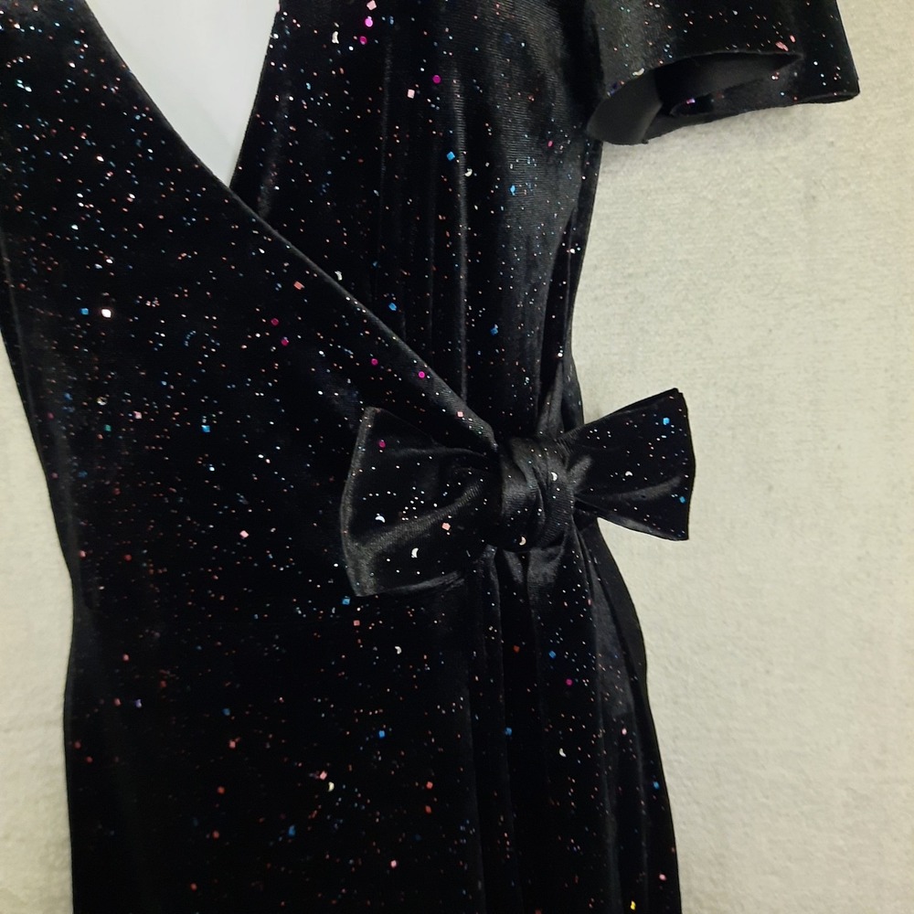 BlackMilk All That Glitters Black Velvet Wrap Midaxi Dress Small Whimsigoth Vamp - Picture 5 of 16